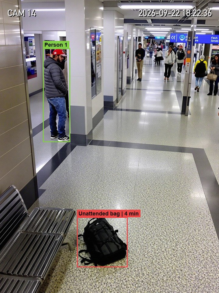 Backpack flagged as unattended in a transit station